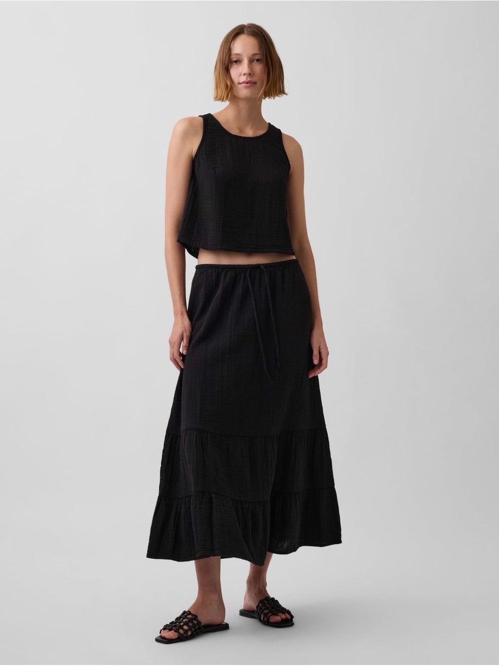 GAP Cotton Gauze Tiered Maxi Skirt